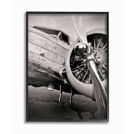 Stupell Industries Old School Vintage Airplane Propeller Black White Photograph Framed Wall Art Michaels - Wall Art Airplane Vintage